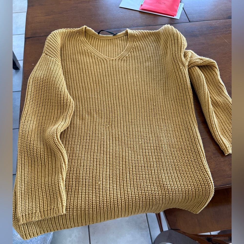 Jenni Kayne Mustard V-Neck Sweater